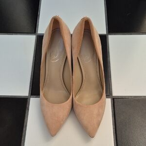 SAM EDLEMAN Women's Nude Suede Pointed-Toe Pumps